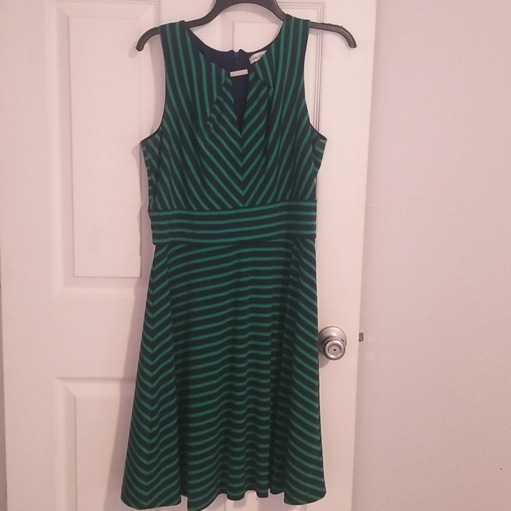 Green and navy dress
